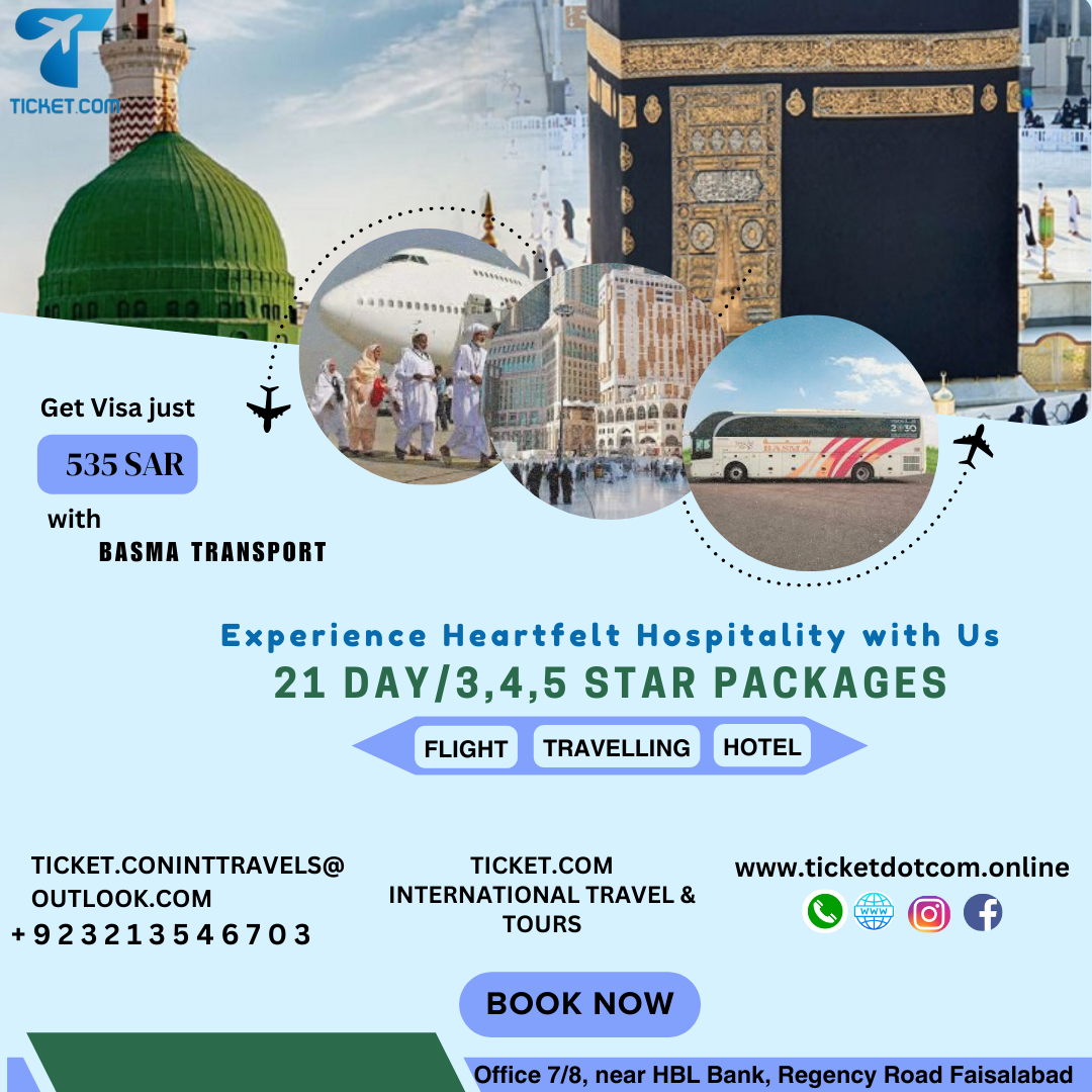 "Experience Spiritual Serenity: 21-Day Umrah Package with Ticket.com International Travel & Tours"